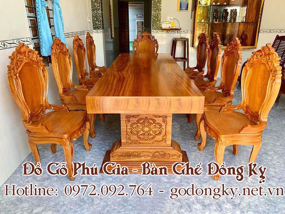 bộ bàn ghế phòng ăn nguyên khối đồ gỗ đồng kỵ giá rẻ3